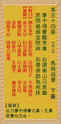 关帝灵签 第五十四签己丁中平