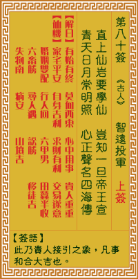 关帝灵签 第八十签辛癸中平